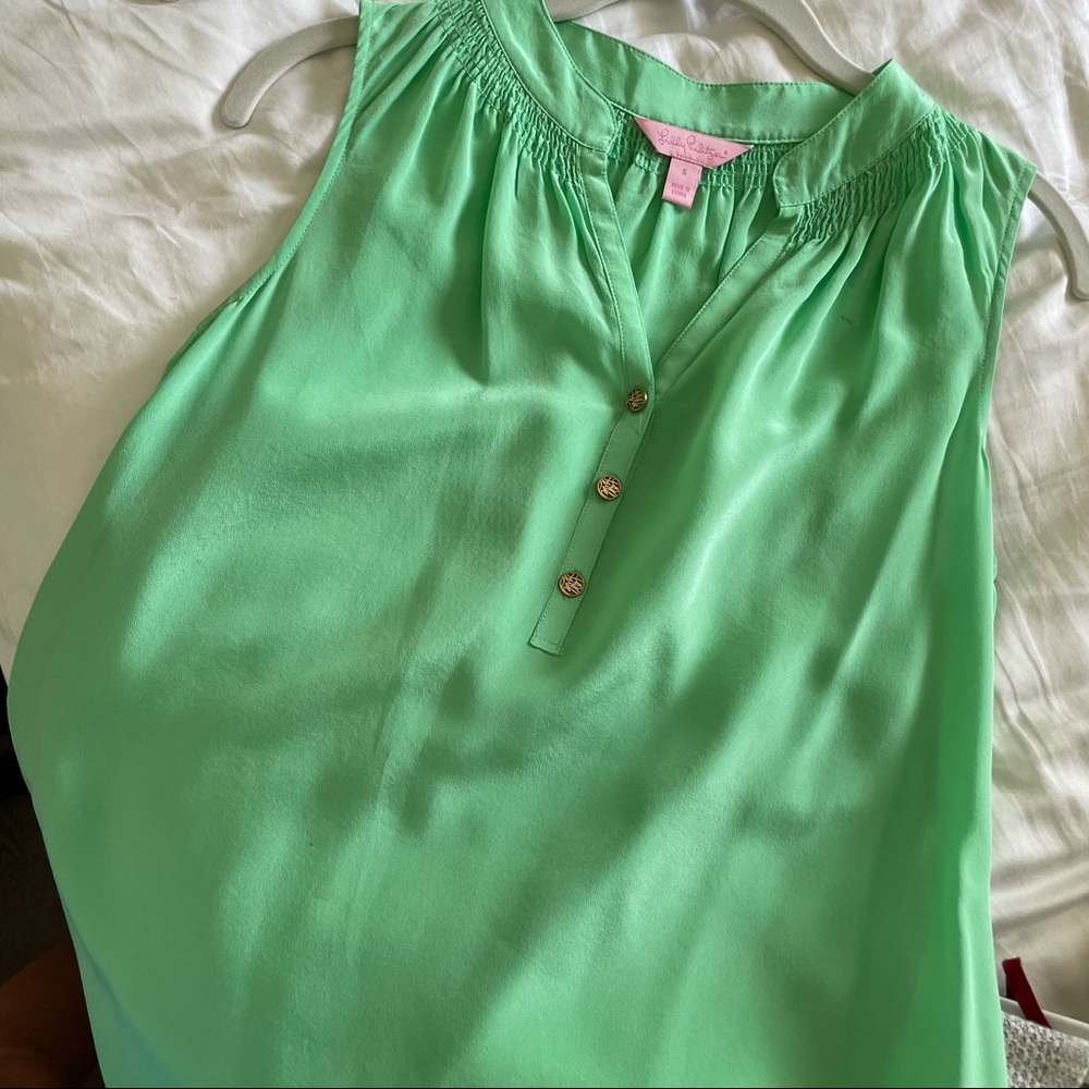Lilly Pulitzer Green Silk Top